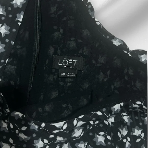 LOFT Ruffled Tie Front Halter Dress in White and Blue - Picture 4 of 5